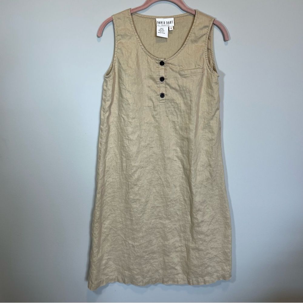 David Dart Women’s Tan 100% Linen Dress Small